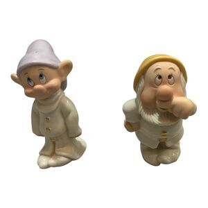 Disney Lenox Snow White & Seven Dwarfs Dopey & Sneezy Salt & Pepper Shakers